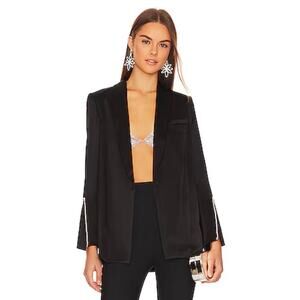 Alice + Olivia Jace Embellished Shawl-Collar Oversized Blazer